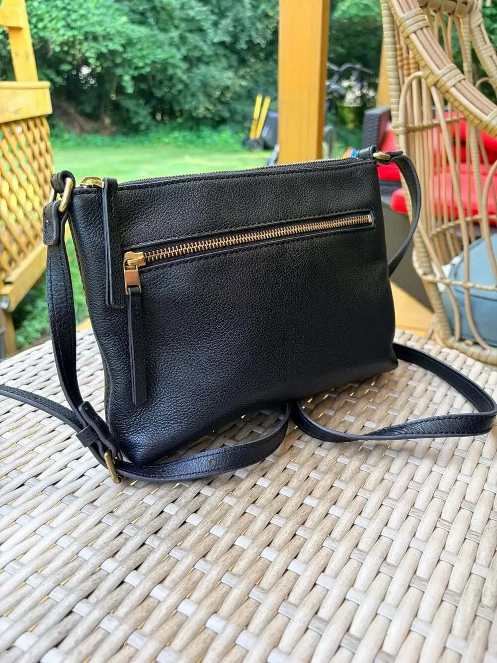Fossil Fiona Small Black Leather Crossbody Bag